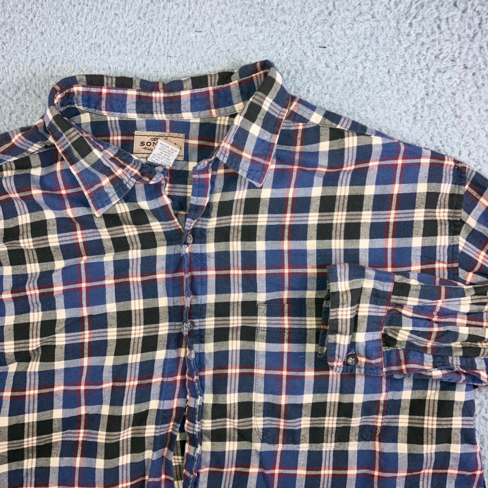 Cropped Button Up Shirt Women XL Plaid Cut Off Hem Boxy Edgy Western Layering